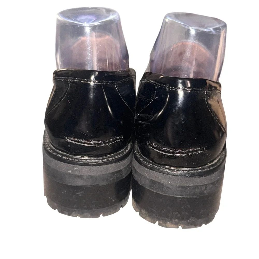 Sam Edelman Black Patent Leather Horsebit Lug Sole Loafers Women's Size 9